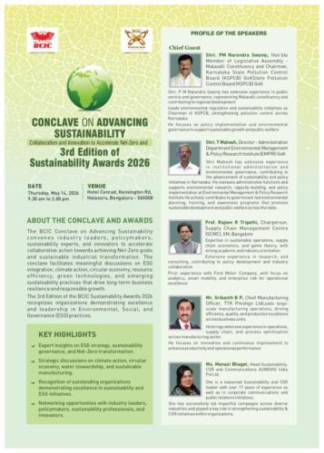 BCIC Conclave on Advancing Sustainability and 3rd Edition of Sustainability Awards 2026 - May 14, 2026